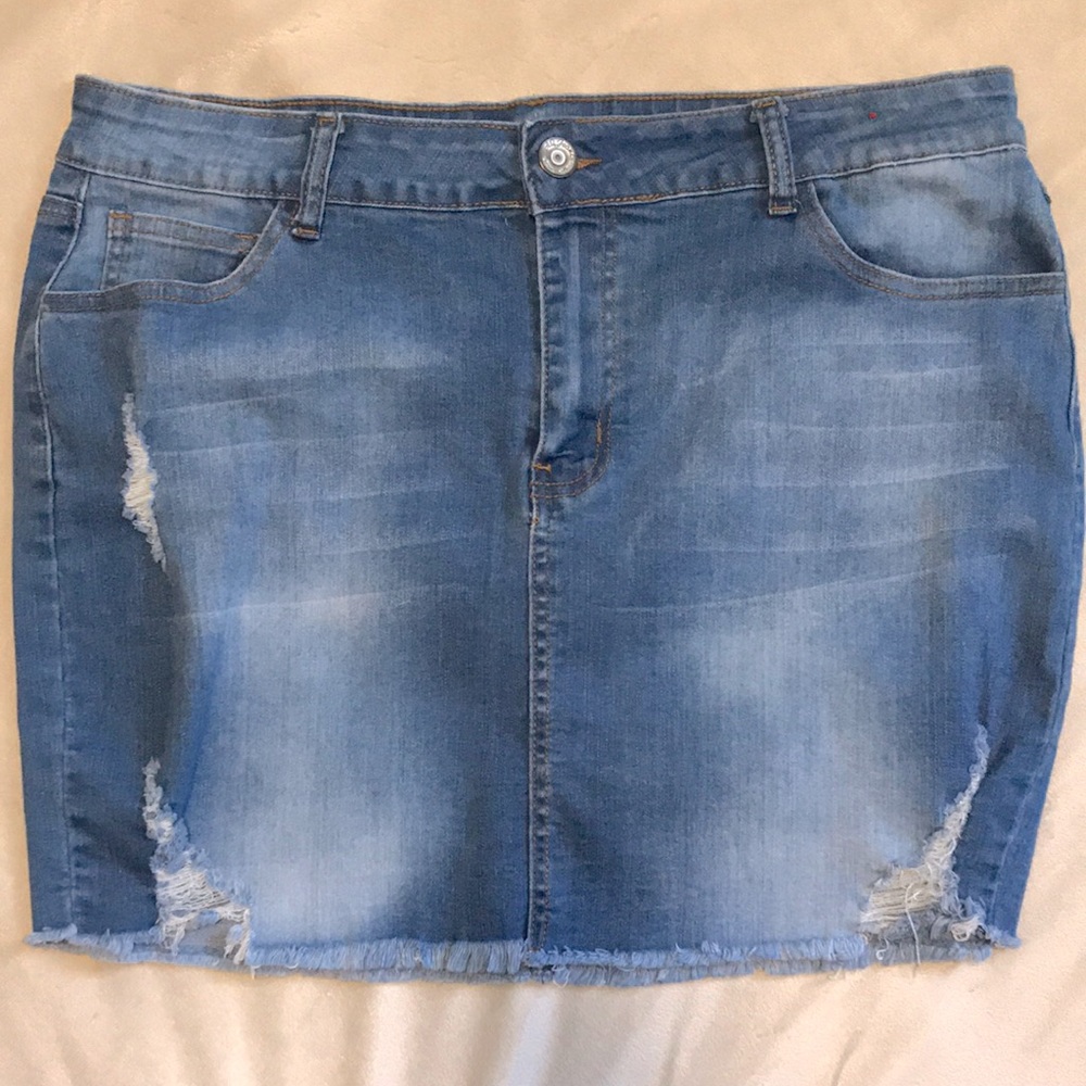 Denim Ripped Skirt